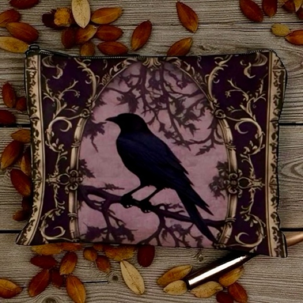 Raven Black Bird Essential Travel Cosmetic Bag